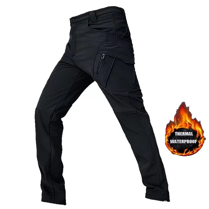 Men's City Cargo Autumn Winter Fleece Softshell Hiking Pants Fishing Climbing Trekking Casual Hunting Camping Trousers M-5XL