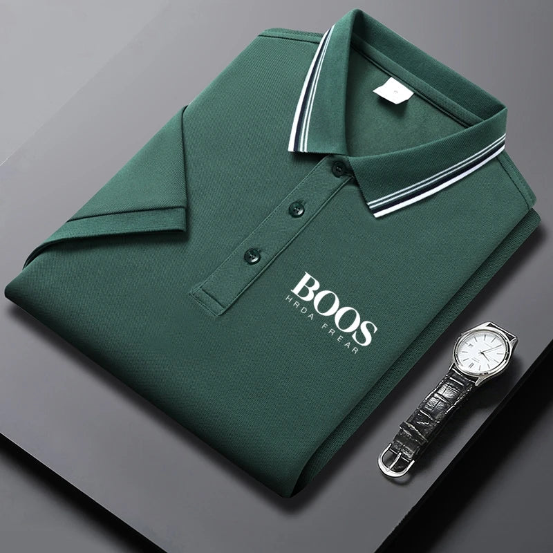 Embroidered New Men's High-quality Summer Short Sleeved Polo Shirt, Golf Top, Trendy, Fashionable and Casual