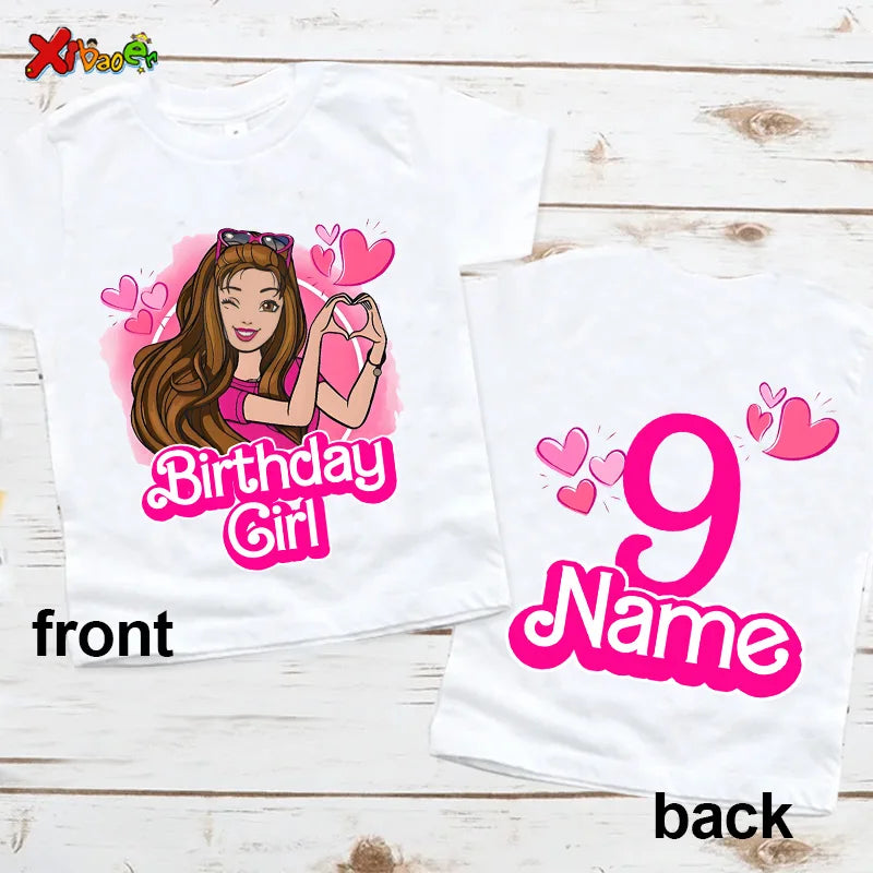 6th Birthday Girl Shirt Matching Outfits T Shirts Party Kids Shirts Dolls Girls Clothes Shirts 7th Birthday Custom Name T Shirt