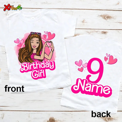 6th Birthday Girl Shirt Matching Outfits T Shirts Party Kids Shirts Dolls Girls Clothes Shirts 7th Birthday Custom Name T Shirt