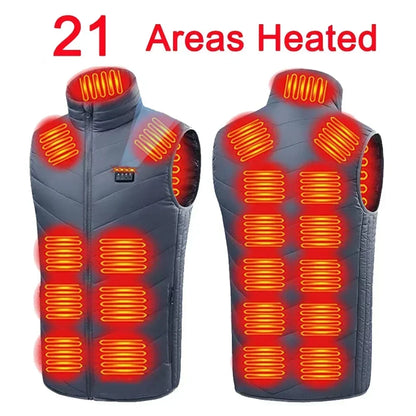 17 Areas Self Heating Vest Four Switch Control Men Heating Jacket USB Electric Heated Clothing Women Thermal Vest Warm Winter