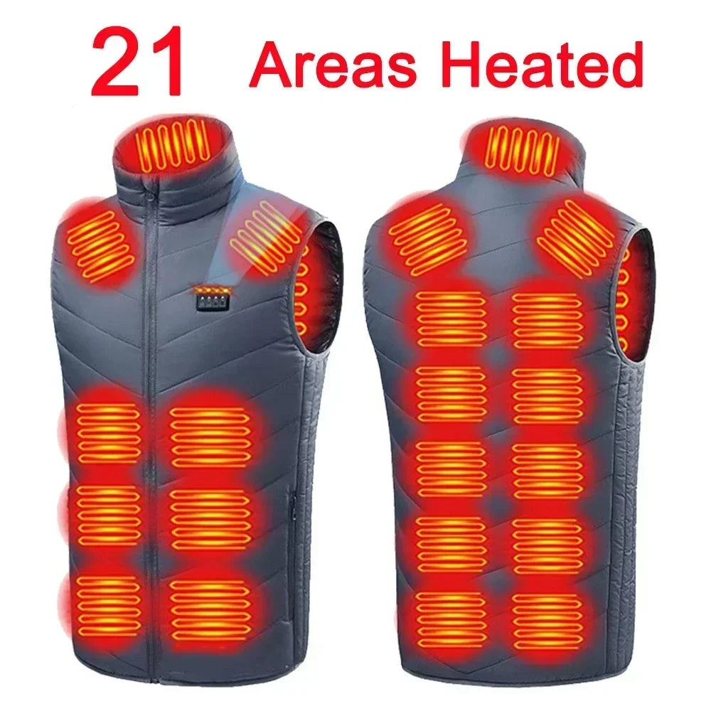 17 Areas Self Heating Vest Four Switch Control Men Heating Jacket USB Electric Heated Clothing Women Thermal Vest Warm Winter