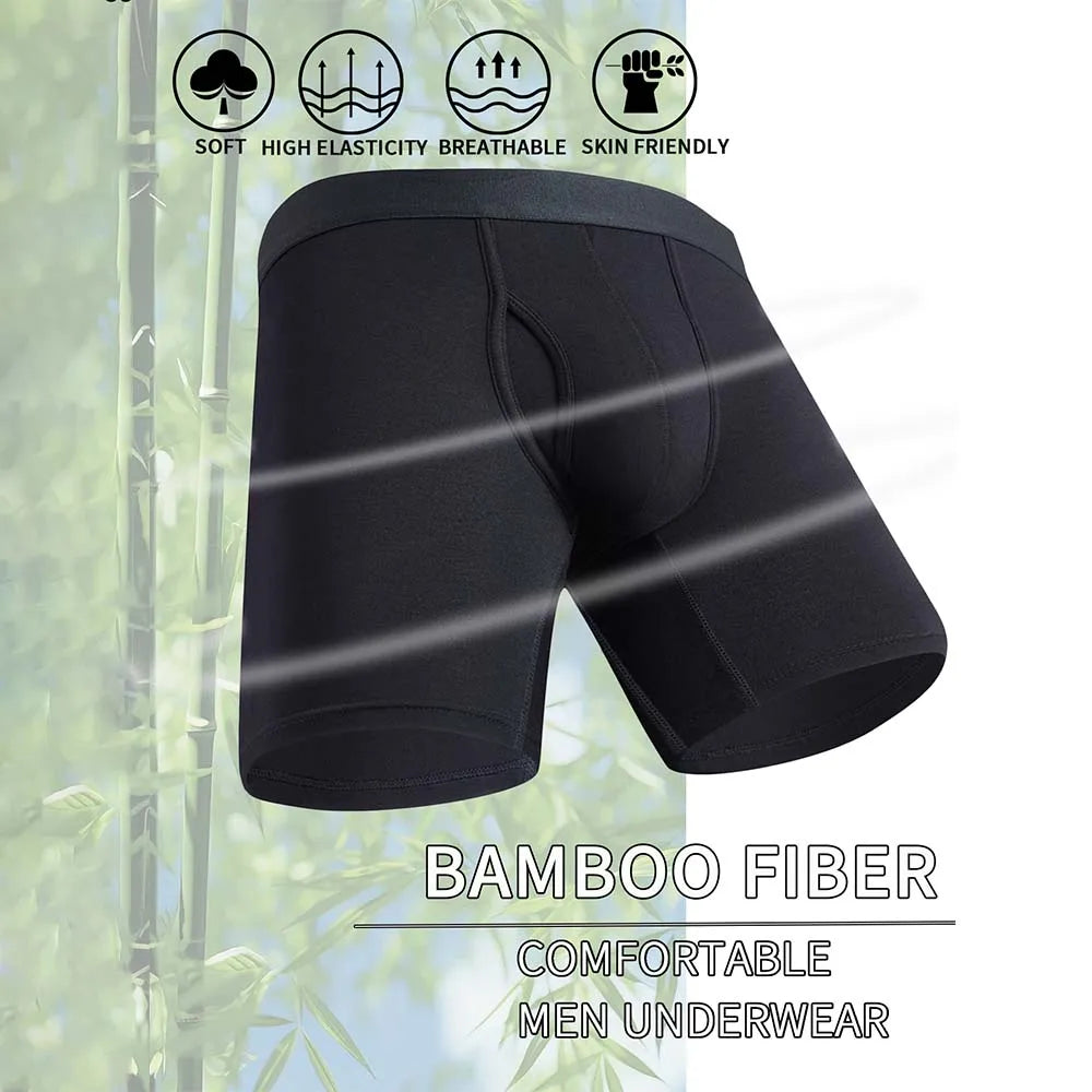 8-Pack Boxers Man Bamboo Fiber Men's panties Sexy Long Boxer Briefs Breathable and Soft Underwear for Men Plus Size S-XXL