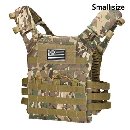 MOLLE outdoor training vest (including US flag emblem) with convenient expansion, lightweight and multifunctional JPC vest