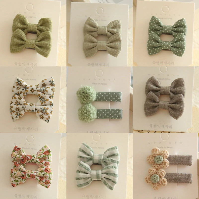 Children's Hair Clips, Handmade Headwear, Baby Hair Accessories, Full coverage fabric hair Clip Bows for Girls