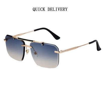 Rimless Sunglasses For Men Fashion Glasses Luxury Square Designer Sunglasses Women Trendy And Fashionable Lentes De Sol Mujer