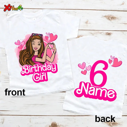 6th Birthday Girl Shirt Matching Outfits T Shirts Party Kids Shirts Dolls Girls Clothes Shirts 7th Birthday Custom Name T Shirt