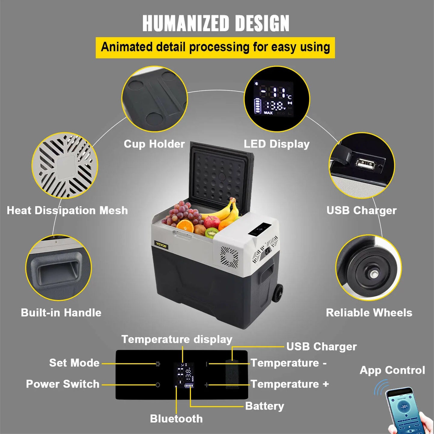 SucceBuy 30L 40L 50L Mini Car Refrigerator Small Fridge Freezer Portable Compressor Cooler 220V for Driving Camping Picnic