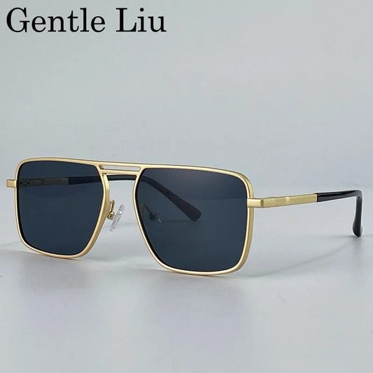 Oversized Square Punk Sunglasses Men 2026 Luxury Brand Retro Double Beam Sun Glasses For Male Steampunk Driving Eyewear UV400