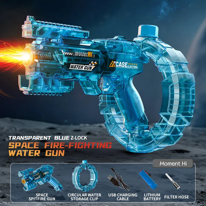 2026 Energy Gathering Ring Electric Water Gun Led Emitting Automatic Continuous Water Squirt Gun Summer Outdoor