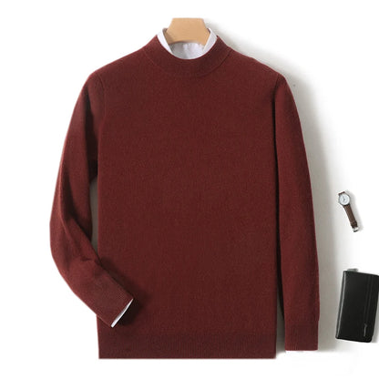 Autumn And Winter New 100% Pure Wool Men's Round Neck Thick Sweater Loose Knit Bottoming Shirt Cashmere Top