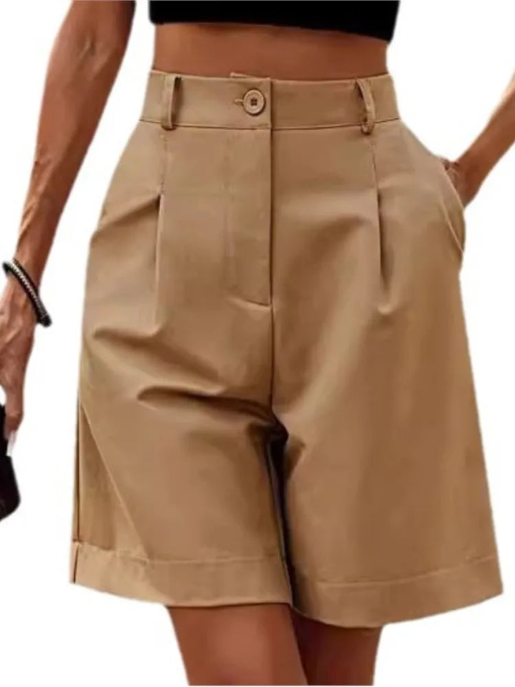 Summer Thin High-waisted Loose Slimming Straight Casual Breathable Wide-leg Five-point Pants Women's Street Trend Shorts
