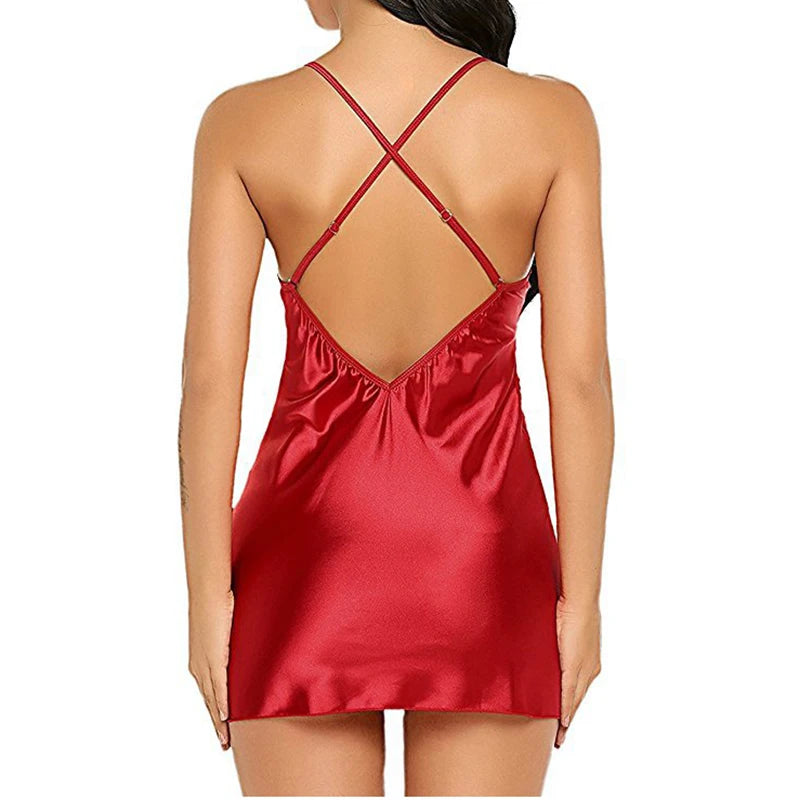 Women Sexy Lace Sling Lingerie Nightwear Robe Babydoll Attractive Sexy Sleepwear Charming Night Dress Sleep Wear 1pcs