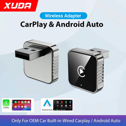XUDA 2 in1 Wired to Wireless CarPlay Android Auto Adapter for OEM Car Stereo With USB Dongle Smart Mini Box Plug and Play Blueto