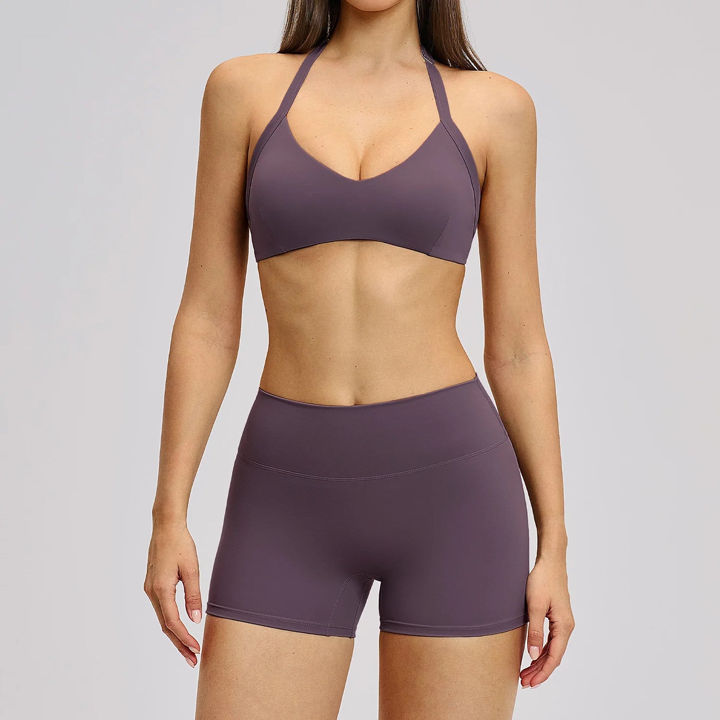 Women's Yoga Suit Breathable Quick-drying Gym Push Up Sports Set Shockproof Bra Hip Litting Leggings Shorts 2-piece Sports Set