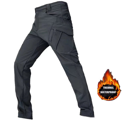 Men's City Cargo Autumn Winter Fleece Softshell Hiking Pants Fishing Climbing Trekking Casual Hunting Camping Trousers M-5XL