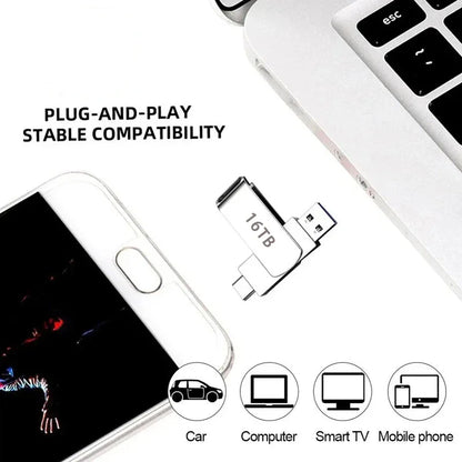 16TB USB 3.2 Flash Drive Metal High-Speed Pen Drive 8TB 4TB Waterproof Type-C USB Pen Drive For Computer Storage Devices