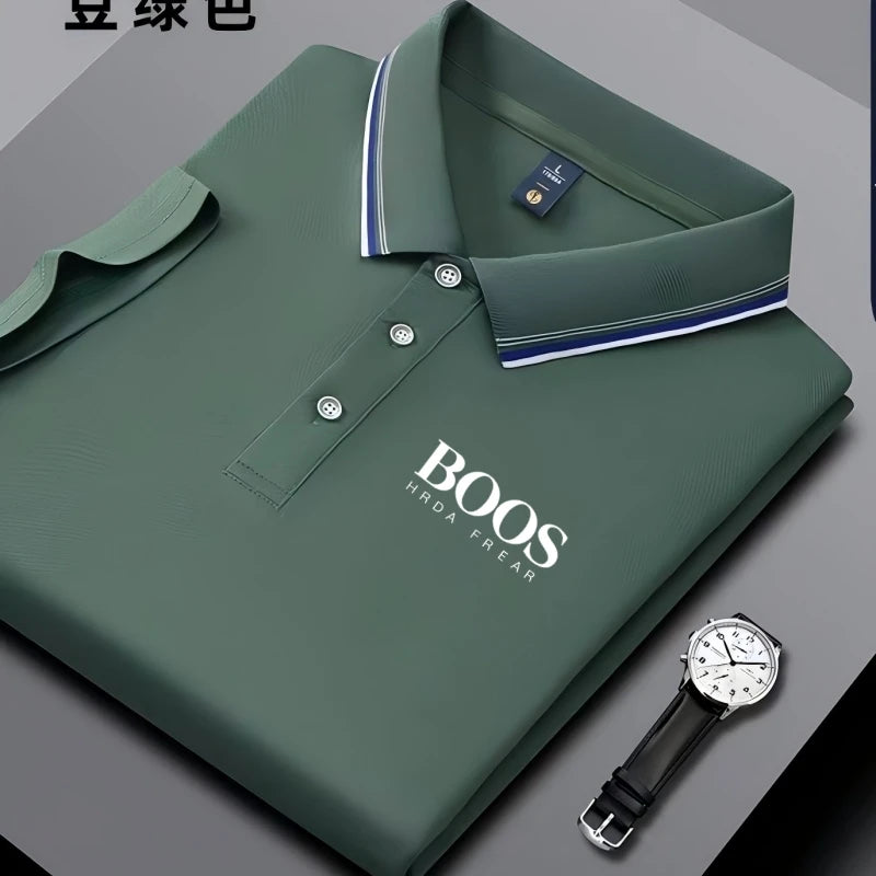 Embroidered New Men's Business Casual Short Sleeved Polo Shirt, Fashionable, Breathable, Comfortable and Versatile Top