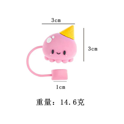 1PC Silicone Sealing Straw Plug Reusable Drinking Dust Cap Cartoon Plugs Tips Cover Suit Kitchen Cup DIY Accessories