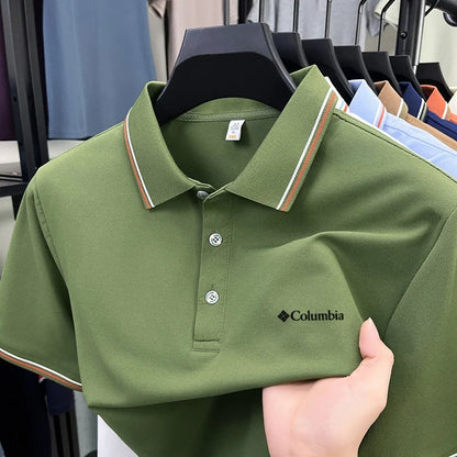 Summer men's new lapel short sleeved polo shirt high-end design brand letter printed casual comfortable T-shirt top
