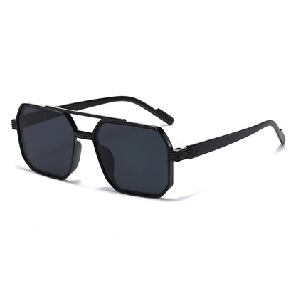 Car Sun Glasses New Fashion Double Beam Polygonal Sunglasses Retro Personalized Trendy Large Frame Eyewear European and American