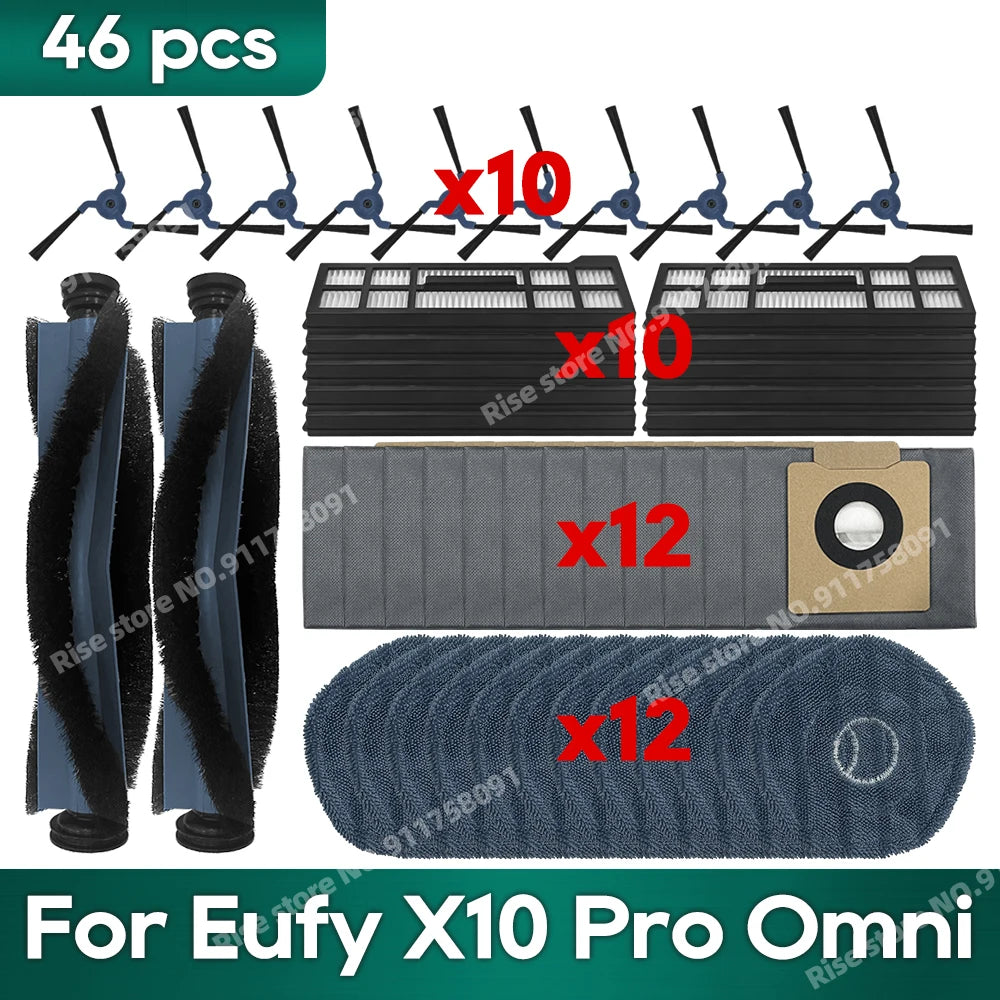 Accessories fit for Eufy X10 Pro Omni Robot Vacuum Dust Bag Hepa Filter Roller Side Brush Mop Cloth
