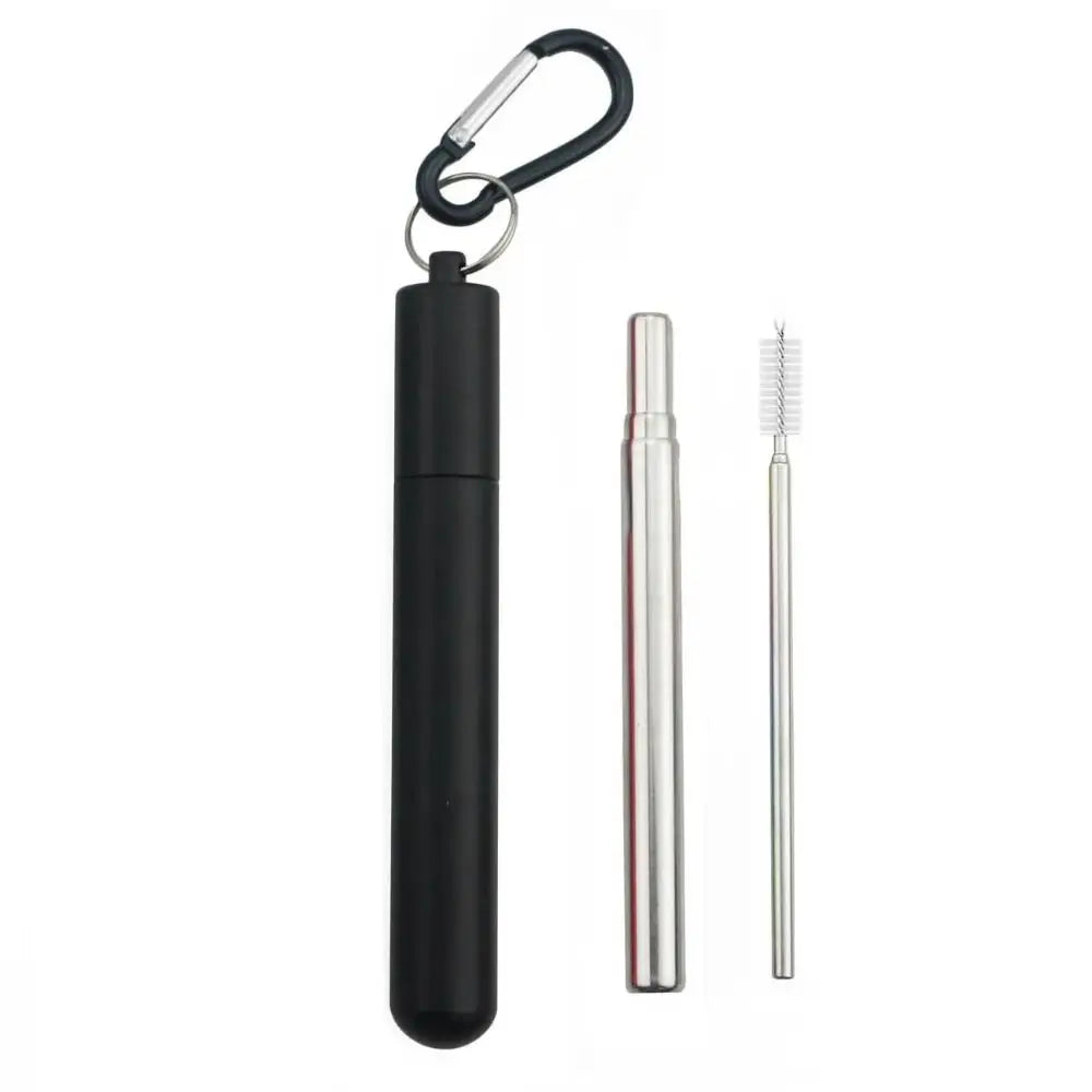 Stainless Steel Reusable Collapsible Straw Foldable Portable Metal Straw with Case with Cleaning Brush Telescopic Straw Travel