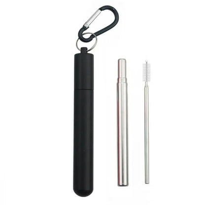 Stainless Steel Reusable Collapsible Straw Foldable Portable Metal Straw with Case with Cleaning Brush Telescopic Straw Travel
