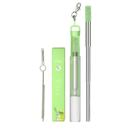 Reusable Straws Metal Collapsible Straws Portable Pocket Drinking Straws With Case And Cleaning Brush For School Travel