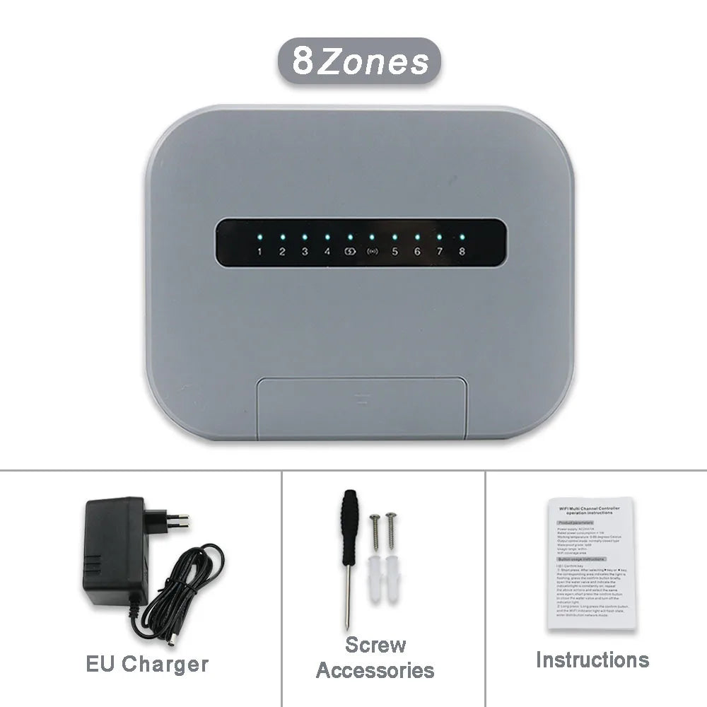 6 /8 Station Tuya WiFi Indoor Smart Sprinkler Controller Irrigation System Remote Control by Phone Works with Smartlife EU Plug
