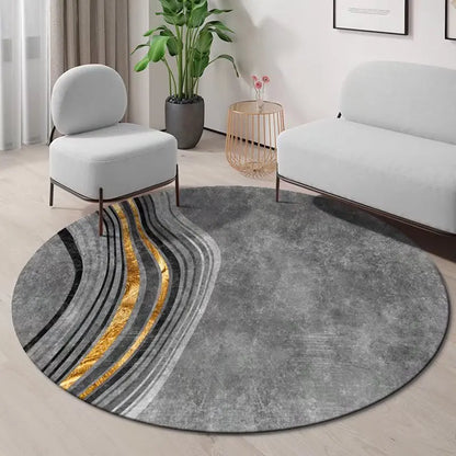 Geometric Round Carpet Non-slip Living Room Decoration Home Abstract Style Rug Washable Bedroom Mat for Children Soft Rugs