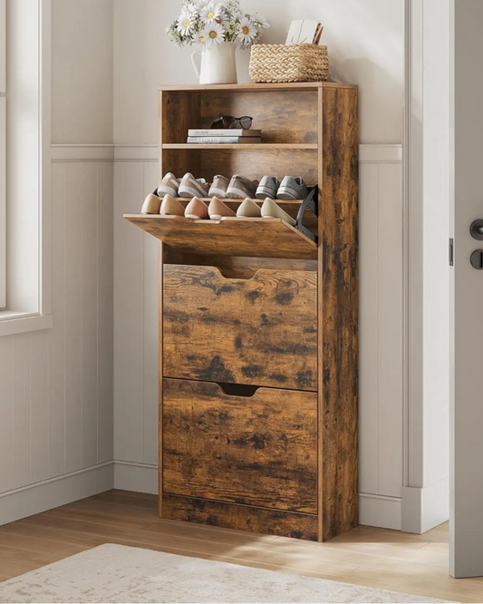 Shoe Cabinet 3 flaps shoe rack shoe storage open compartment adjustable partition