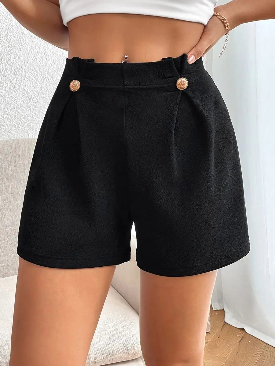 High-waisted wide-leg pants, casual women's short pants with a slimming effect