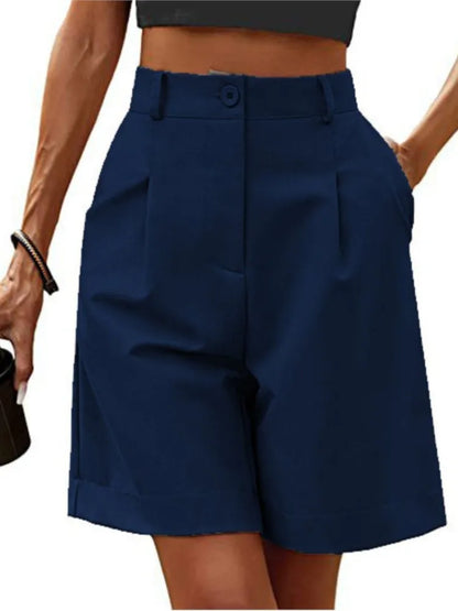Summer Thin High-waisted Loose Slimming Straight Casual Breathable Wide-leg Five-point Pants Women's Street Trend Shorts