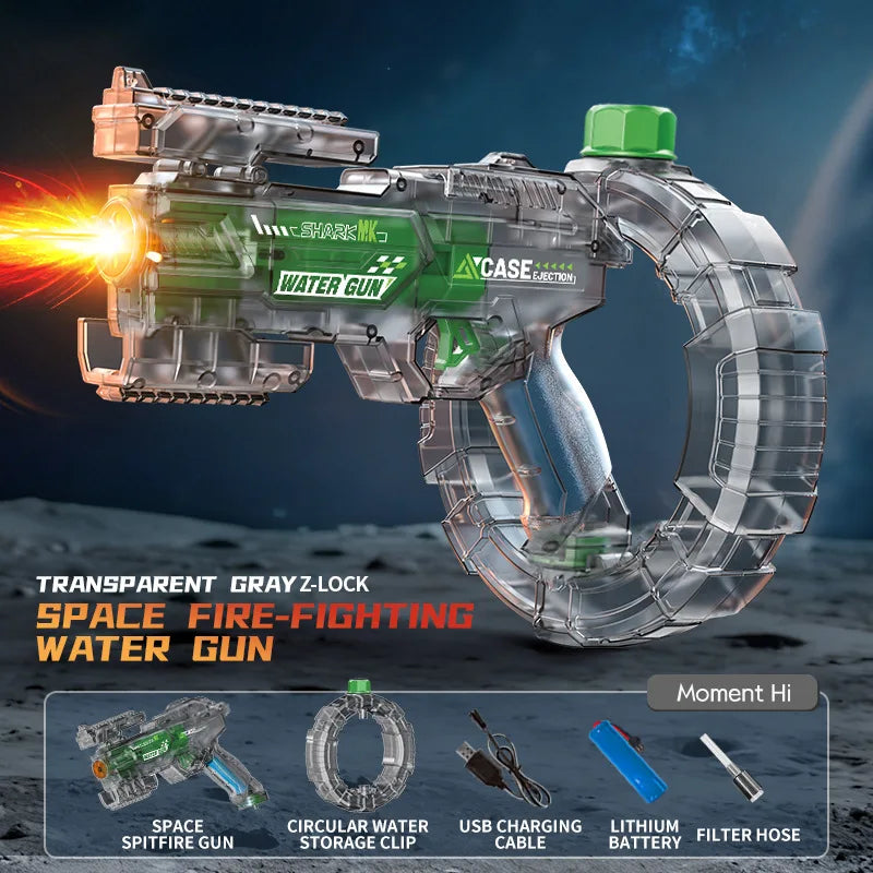 2026 Energy Gathering Ring Electric Water Gun Led Emitting Automatic Continuous Water Squirt Gun Summer Outdoor