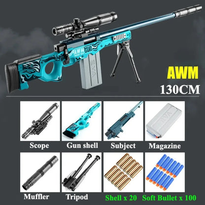 Awm Soft Bullet Toy Gun Manually Loaded Can Be Fired Combat Sniper Rifle Outdoor Games CS Fighting for Adults Boys Gift