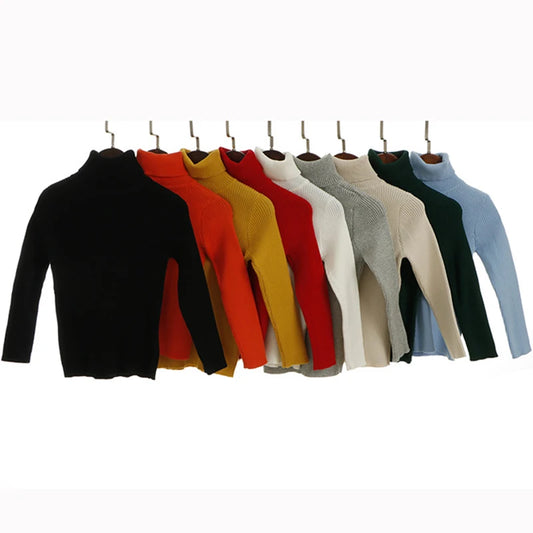 Baby Turtleneck Knitted Sweaters Girls Winter Clothes Children Boys Pullover Toddler Knit Sweate Cotton Baby Pullover Clothes