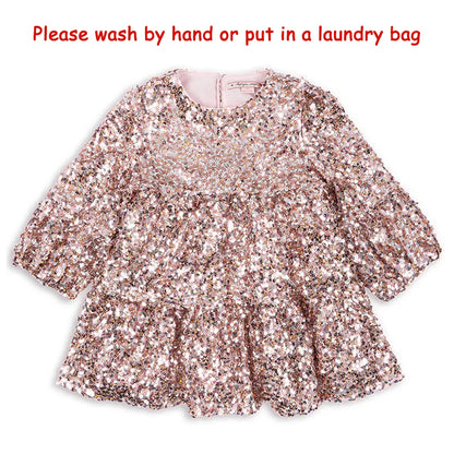 2024 Christmas KS Girls Princess Mesh Dress Kids Pretty Sequin Dresses Baby Cute Skirt Carnival Party Children Voile Dress Gifts
