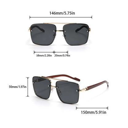 Fashion Retro Square Metal Shades Men or Women's Original Brand Design Driving Sunglasses New Double Bridge Pilot Sun Glasses