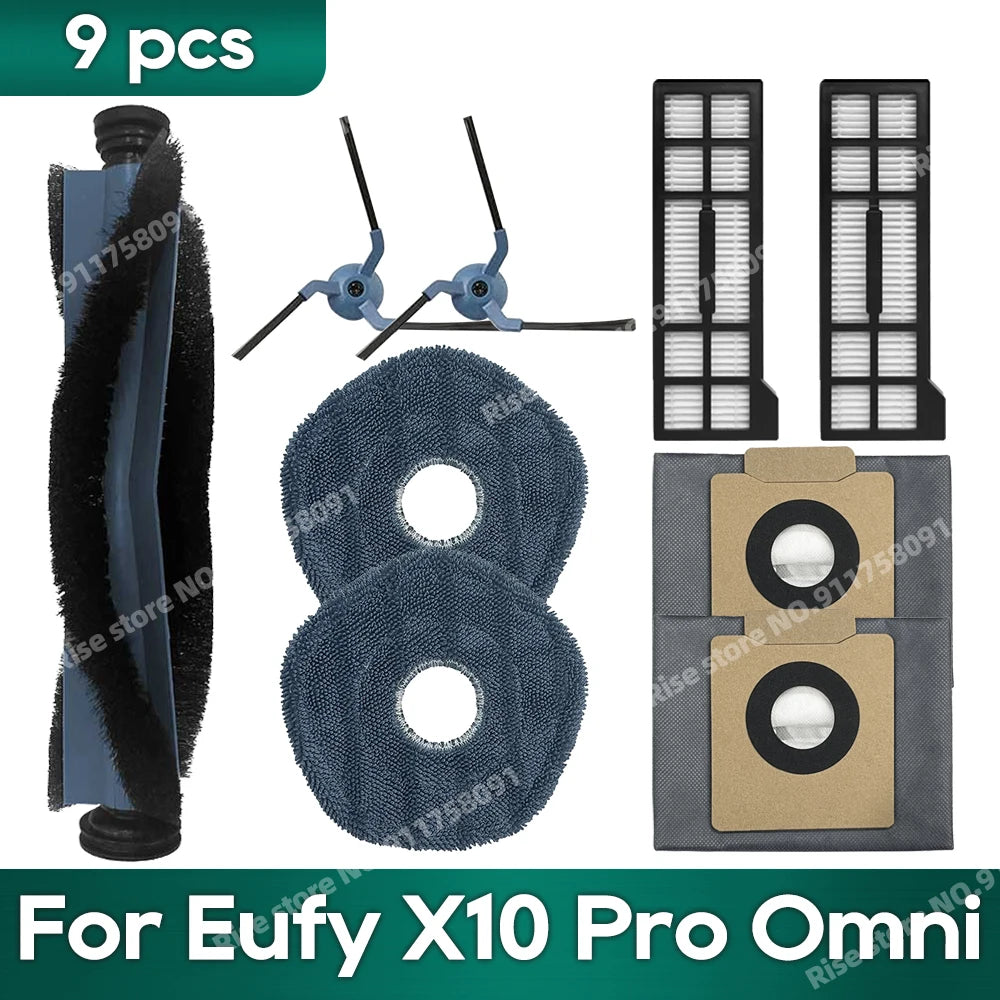 Accessories fit for Eufy X10 Pro Omni Robot Vacuum Dust Bag Hepa Filter Roller Side Brush Mop Cloth