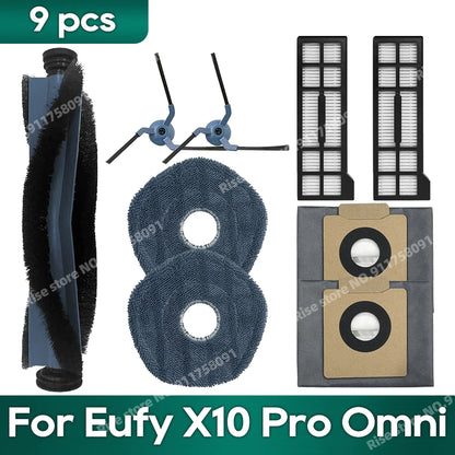 Accessories fit for Eufy X10 Pro Omni Robot Vacuum Dust Bag Hepa Filter Roller Side Brush Mop Cloth