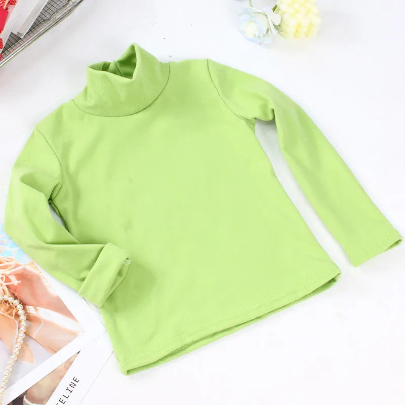 Autumn Winter Children's Soft Long Sleeve Basic Shirts Baby Kids Clothes New Girls Top Tees Boys Turtleneck T-shirt