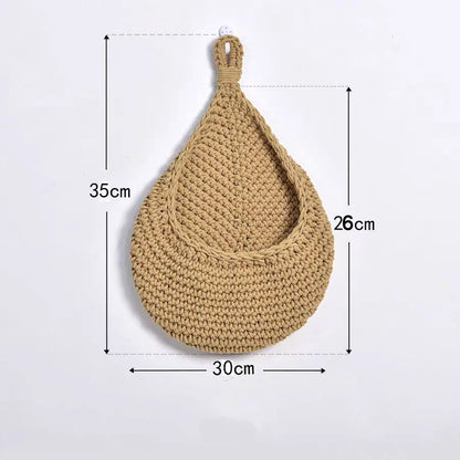 Wall-mounted Vegetable Basket Fruit Sundry Basket Natural Wicker Weave Storage Basket Kitchen Storage Home Decoration Organizer
