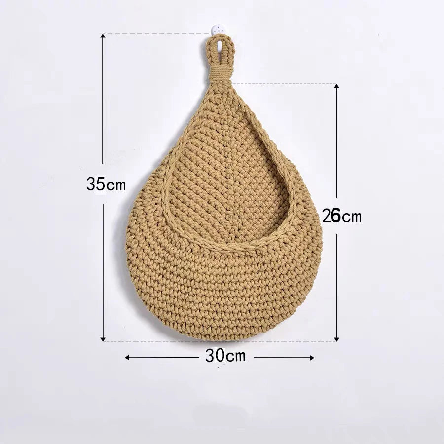 Wall-mounted Vegetable Basket Fruit Sundry Basket Natural Wicker Weave Storage Basket Kitchen Storage Home Decoration Organizer