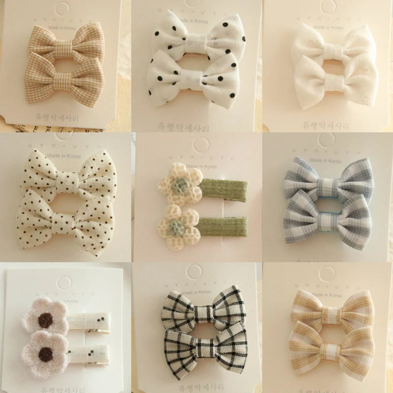 Children's Hair Clips, Handmade Headwear, Baby Hair Accessories, Full coverage fabric hair Clip Bows for Girls