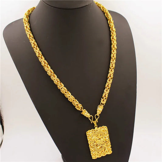 Luxury 24K 9999 Pure Gold real gold Men's Necklace Guan Gong Guanyin Faucet Pendant Necklace