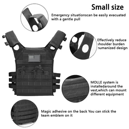 MOLLE outdoor training vest (including US flag emblem) with convenient expansion, lightweight and multifunctional JPC vest
