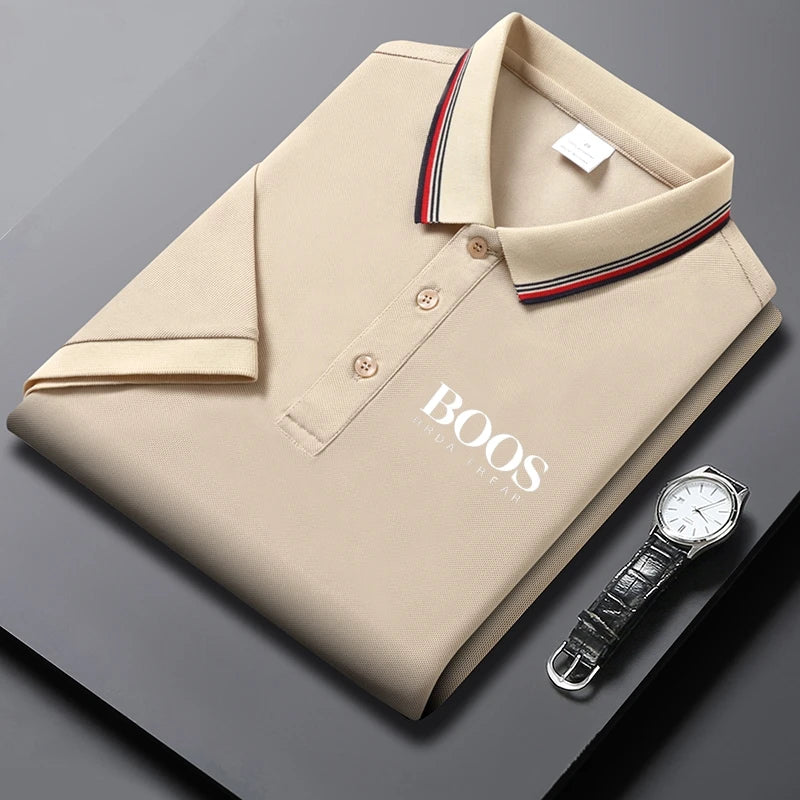 Embroidered New Men's High-quality Summer Short Sleeved Polo Shirt, Golf Top, Trendy, Fashionable and Casual