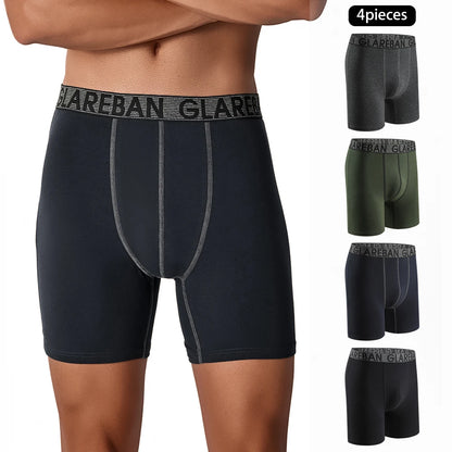 4pcs Set Mid-Long Boxer Shorts Men's Underwear Cotton Breathable Male Underpants for Men Homme Boxershorts Slips Soft Panties