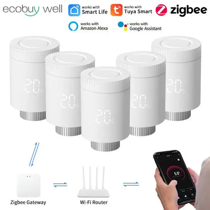 Tuya Smart Zigbee 3.0 Thermostatic Valve Radiator Zigbee Thermostatic Valve Connected Thermostatic Head TRV Alexa Google Home